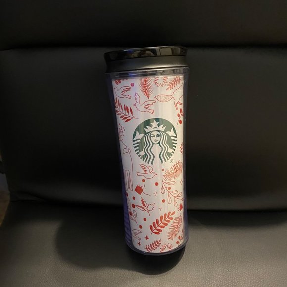 Starbucks 2018 Winter Holiday Christmas Travel Mug 16oz Tumbler Deer Holly Doves - Picture 1 of 6